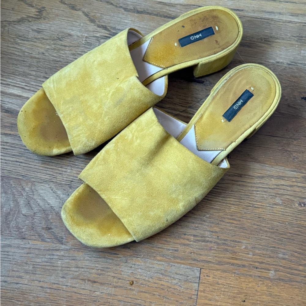 Mango Yellow Suede Mules
